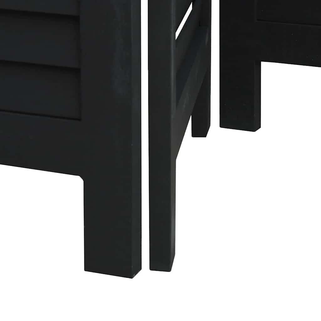 Divisorio Ambienti 4 Pannelli Nero Legno Massello di Paulownia | homemem39
