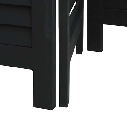 Divisorio Ambienti 4 Pannelli Nero Legno Massello di Paulownia | homemem39