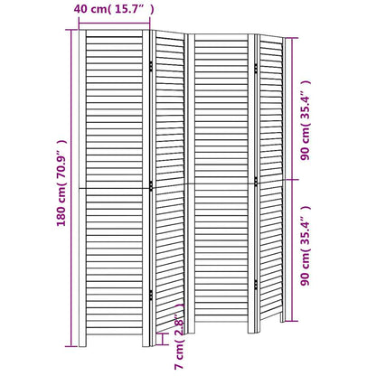 Divisorio Ambienti 4 Pannelli Nero Legno Massello di Paulownia | homemem39