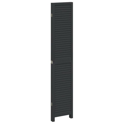 Divisorio Ambienti 4 Pannelli Nero Legno Massello di Paulownia - homemem39