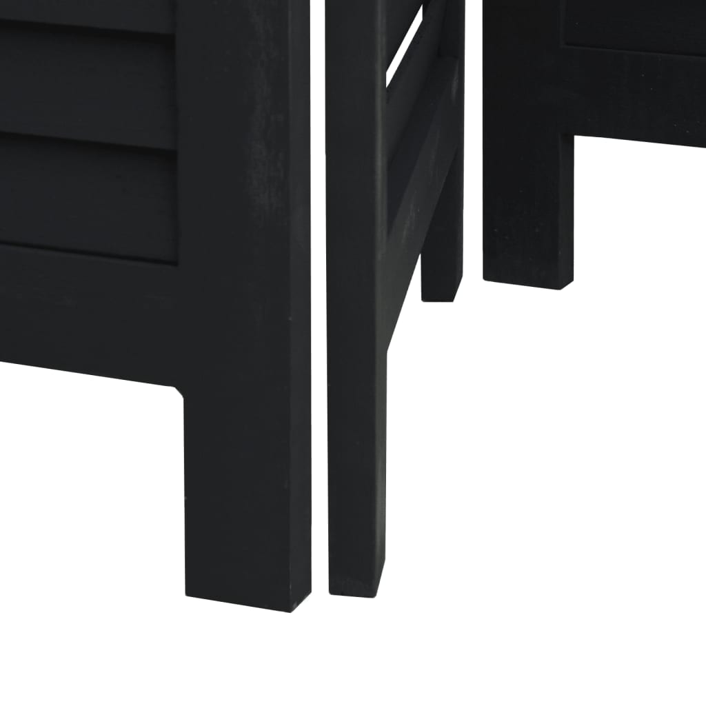 Divisorio Ambienti 4 Pannelli Nero Legno Massello di Paulownia - homemem39