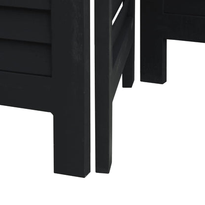 Divisorio Ambienti 4 Pannelli Nero Legno Massello di Paulownia - homemem39