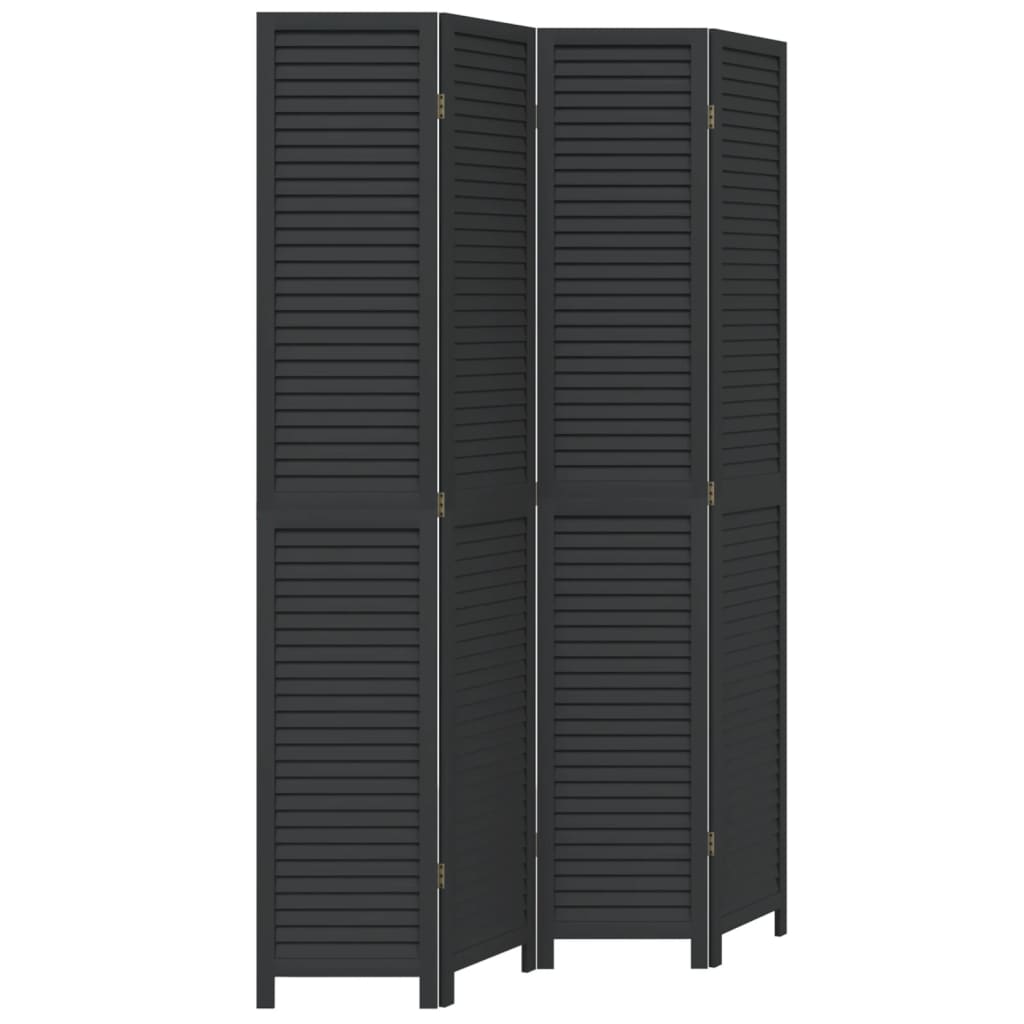 Divisorio Ambienti 4 Pannelli Nero Legno Massello di Paulownia | homemem39