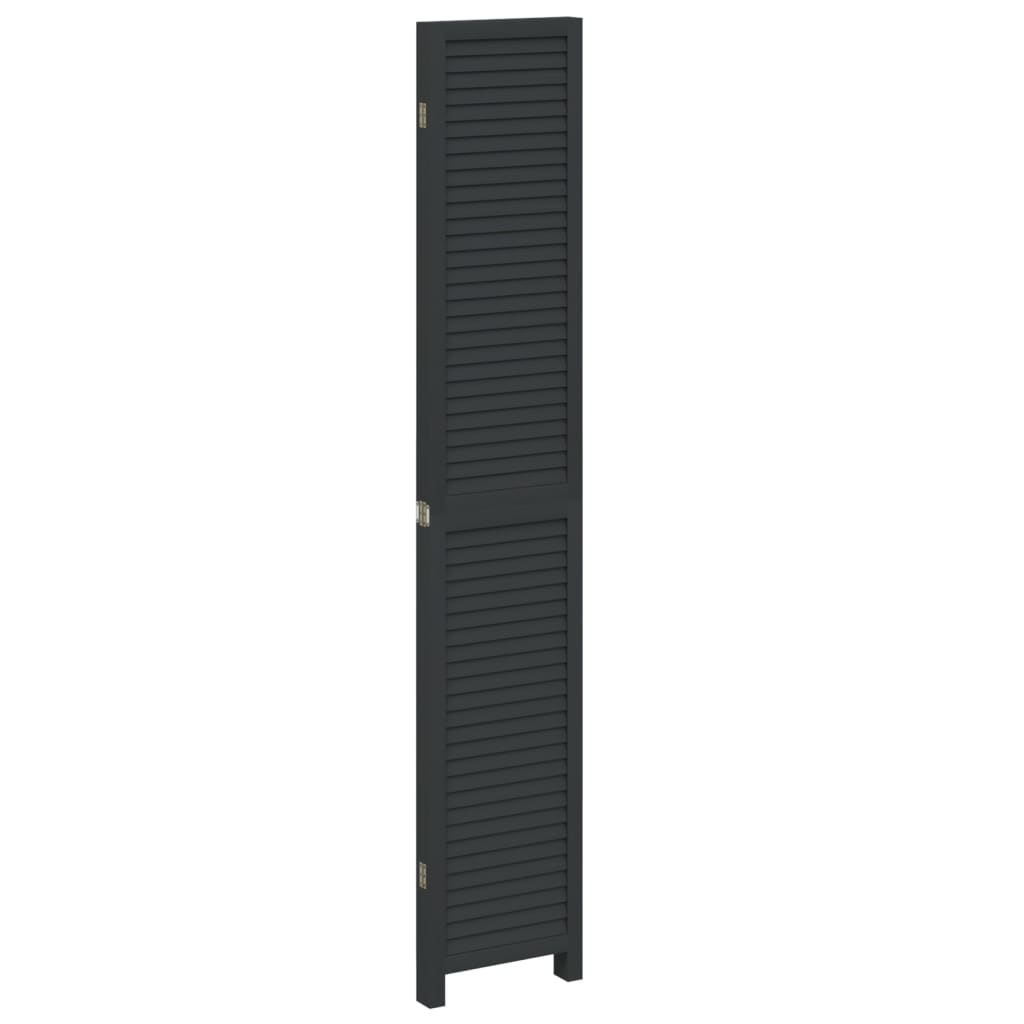 Divisorio Ambienti 4 Pannelli Nero Legno Massello di Paulownia | homemem39