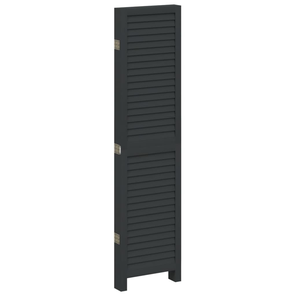 Divisorio Ambienti 5 Pannelli Nero Legno Massello di Paulownia | homemem39
