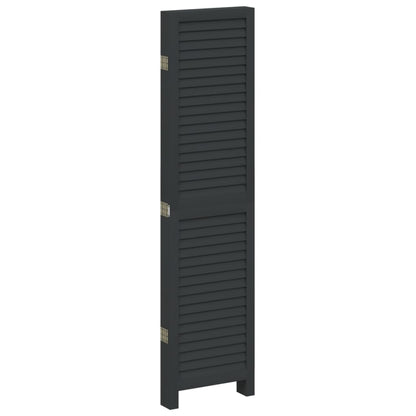 Divisorio Ambienti 5 Pannelli Nero Legno Massello di Paulownia | homemem39
