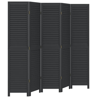 Divisorio Ambienti 5 Pannelli Nero Legno Massello di Paulownia | homemem39