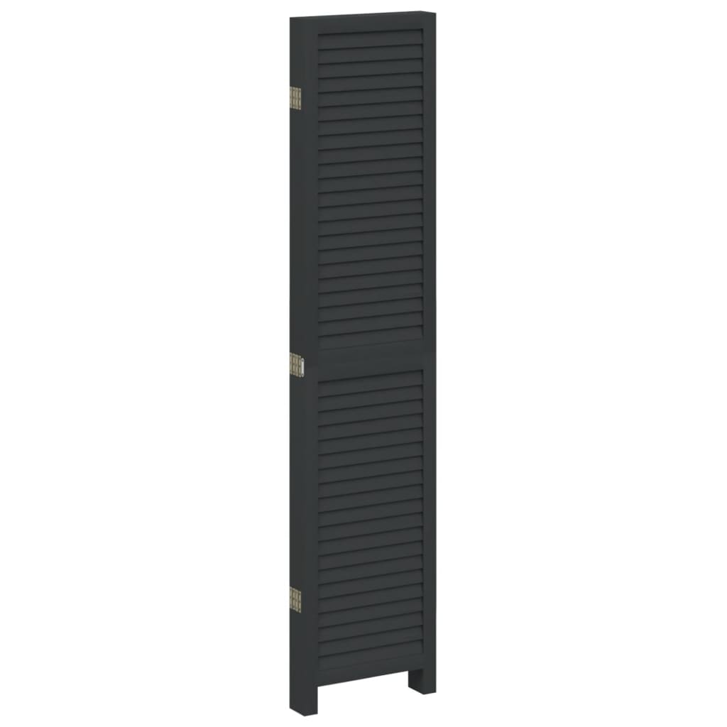 Divisorio Ambienti 5 Pannelli Nero Legno Massello di Paulownia | homemem39