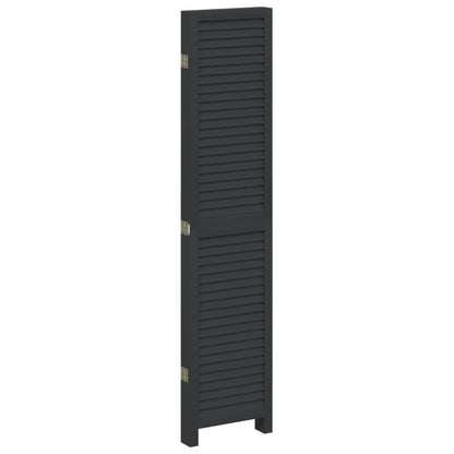 Divisorio Ambienti 5 Pannelli Nero Legno Massello di Paulownia | homemem39