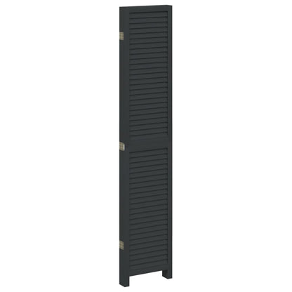 Divisorio Ambienti 5 Pannelli Nero Legno Massello di Paulownia - homemem39