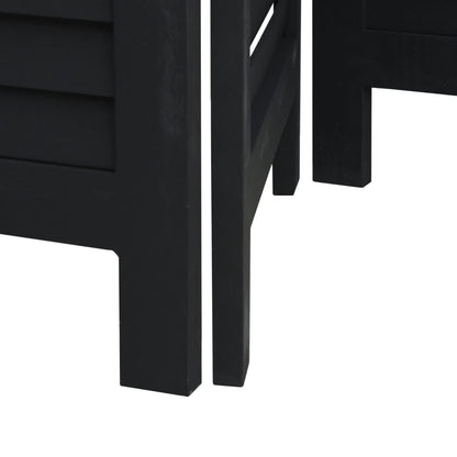 Divisorio Ambienti 5 Pannelli Nero Legno Massello di Paulownia - homemem39
