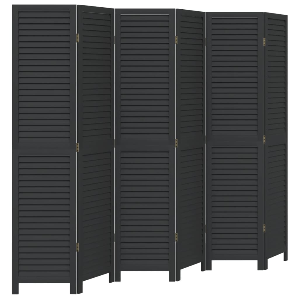 Divisorio Ambienti 6 Pannelli Nero Legno Massello di Paulownia | homemem39
