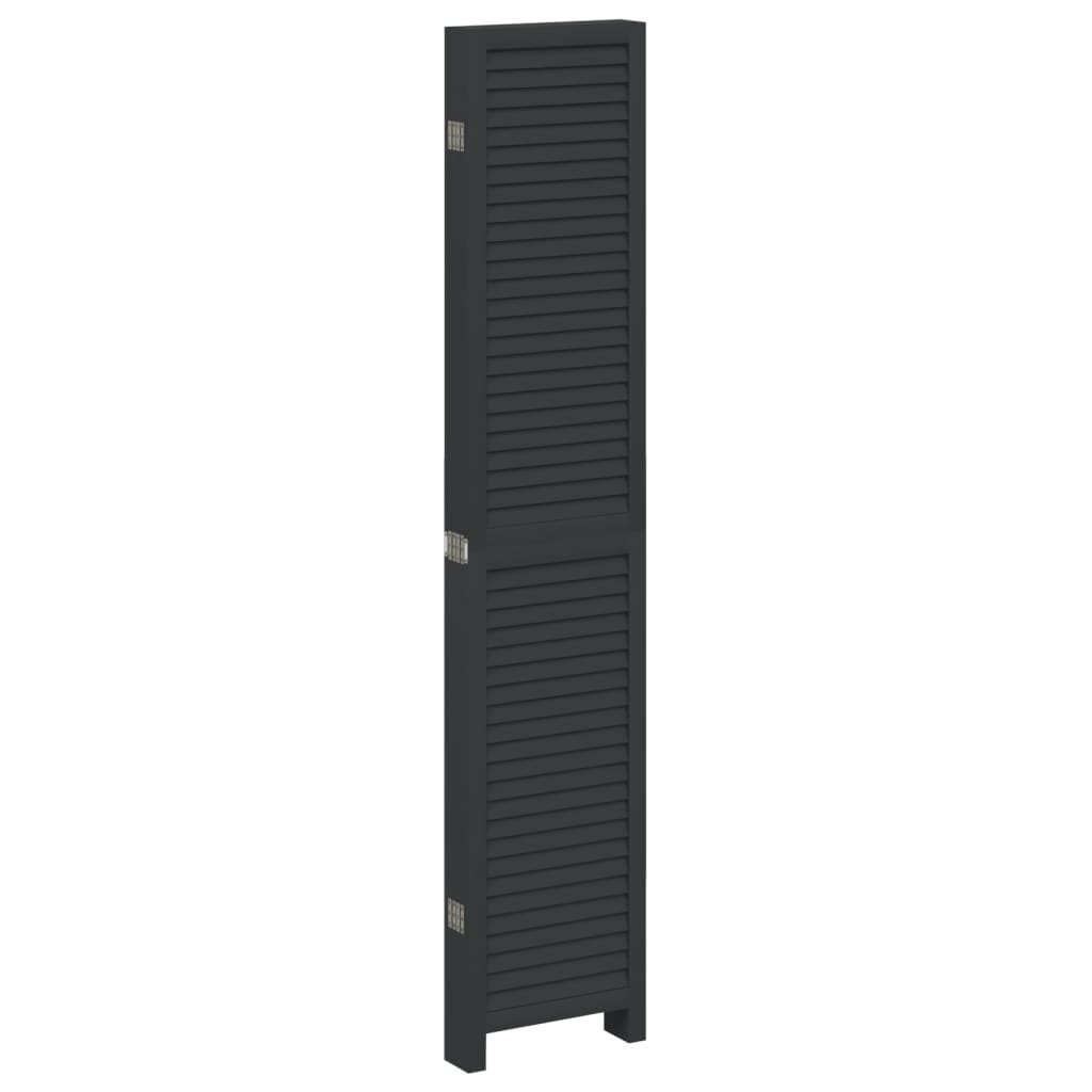 Divisorio Ambienti 6 Pannelli Nero Legno Massello di Paulownia - homemem39