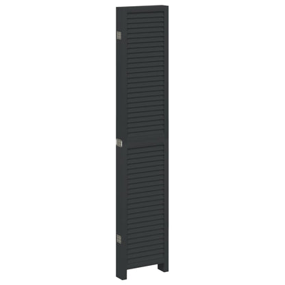 Divisorio Ambienti 6 Pannelli Nero Legno Massello di Paulownia - homemem39