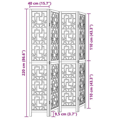 Divisorio Ambienti 4 Pannelli Marrone Legno Massello Paulownia | homemem39