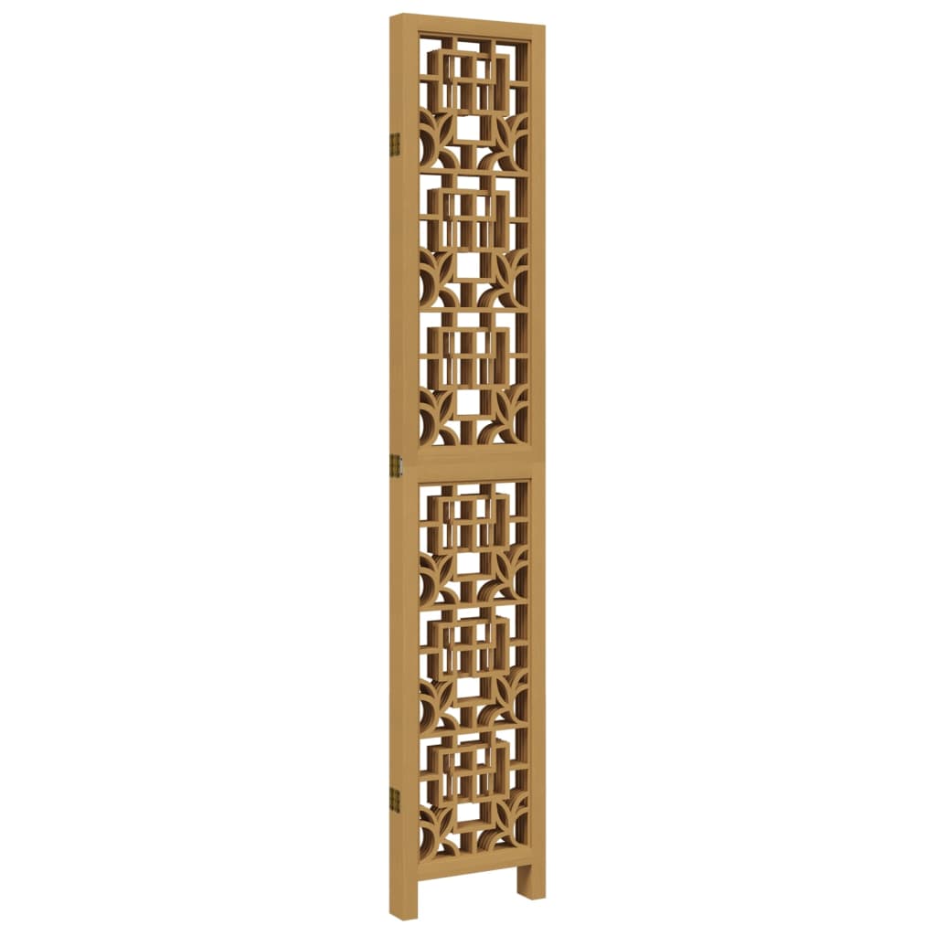 Divisorio Ambienti 5 Pannelli Marrone Legno Massello Paulownia - homemem39