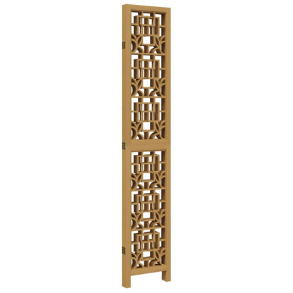 Divisorio Ambienti 5 Pannelli Marrone Legno Massello Paulownia - homemem39