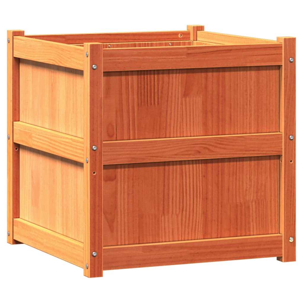 Fioriere da Giardino 2pz Marrone Cera Legno Massello di Pino - homemem39