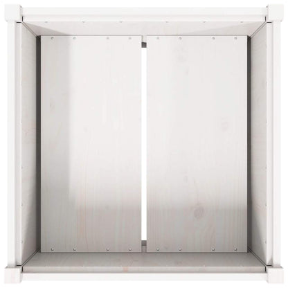 Fioriera da Giardino Bianca 70x70x70 cm Legno Massello di Pino