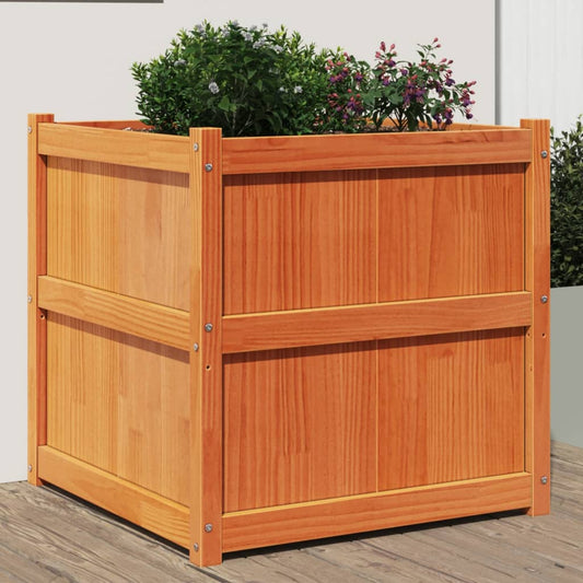 Fioriera Giardino Marrone Cera 70x70x70 cm Legno Massello Pino - homemem39