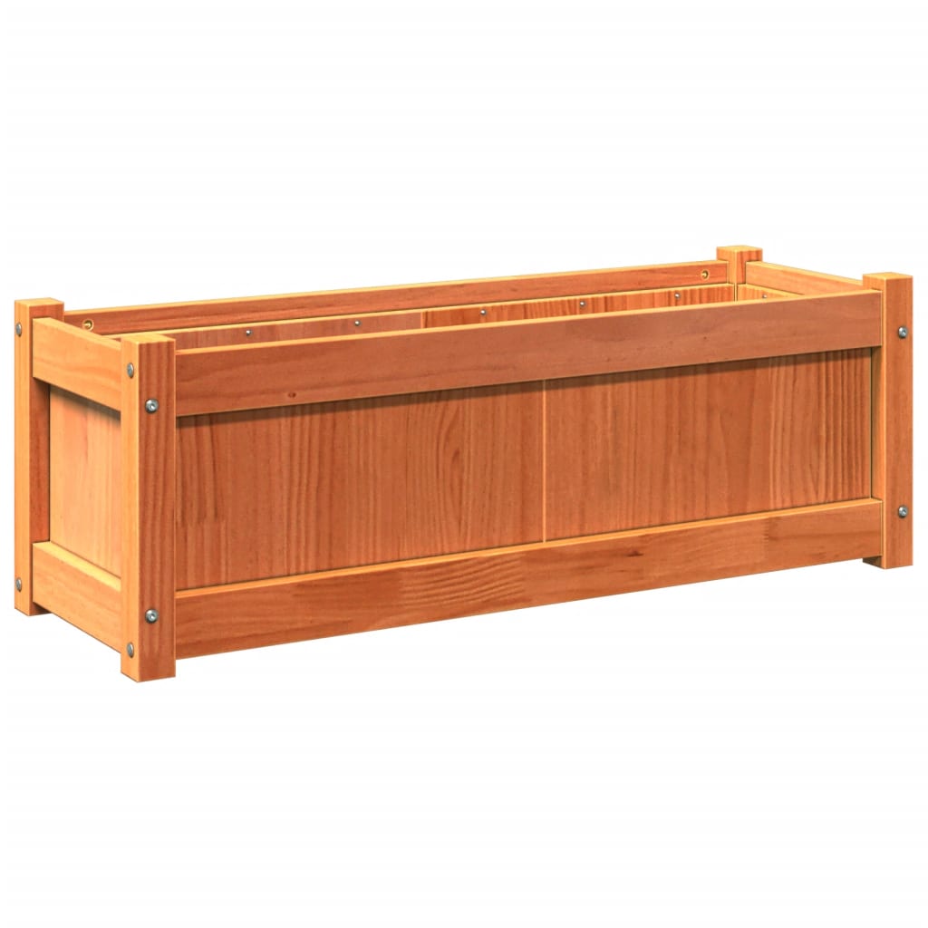 Fioriera Giardino Marrone Cera 90x31x31 cm Legno Massello Pino | homemem39