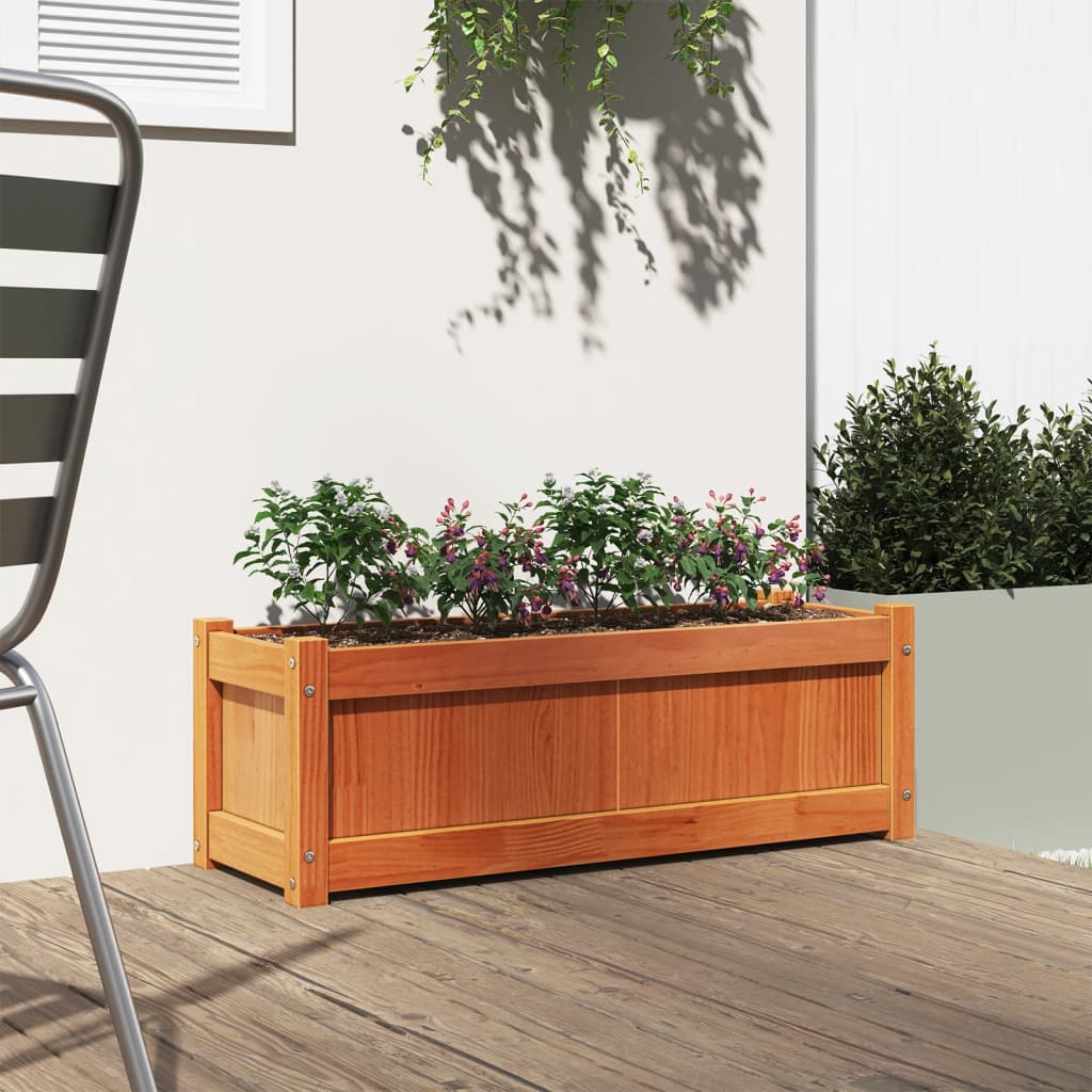 Fioriera Giardino Marrone Cera 90x31x31 cm Legno Massello Pino | homemem39
