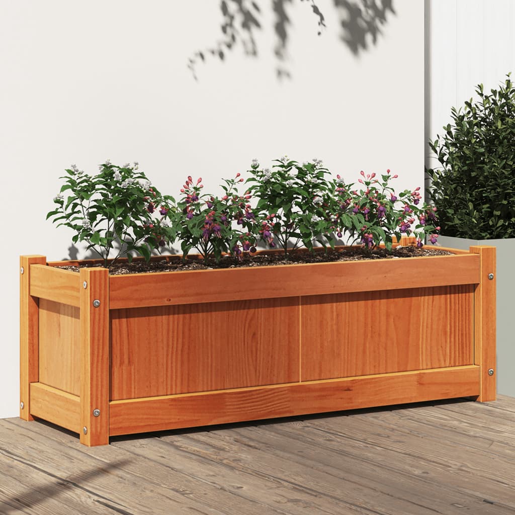 Fioriera Giardino Marrone Cera 90x31x31 cm Legno Massello Pino | homemem39