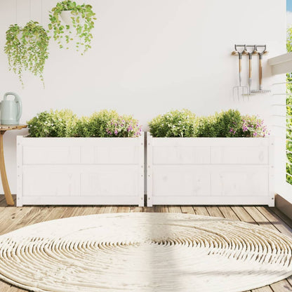 Fioriere da Giardino 2 pz Bianche in Legno Massello di Pino | homemem39