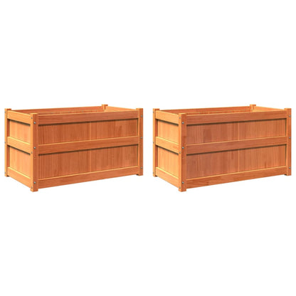 Fioriere da Giardino 2pz Marrone Cera Legno Massello di Pino