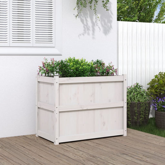 Fioriera da Giardino Bianca 90x50x70 cm Legno Massello di Pino | homemem39