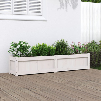 Fioriera da Giardino Bianca 150x31x31 cm Legno Massello di Pino - homemem39