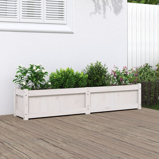 Fioriera da Giardino Bianca 150x31x31 cm Legno Massello di Pino - homemem39