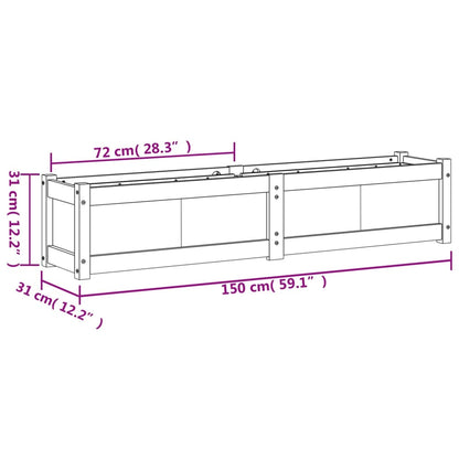 Fioriera Giardino Marrone Cera 150x31x31 cm Legno Massello Pino | homemem39