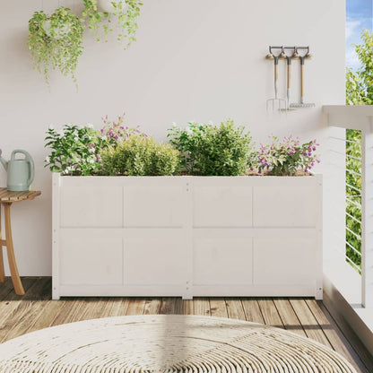 Fioriera da Giardino Bianca 150x50x70 cm Legno Massello di Pino - homemem39