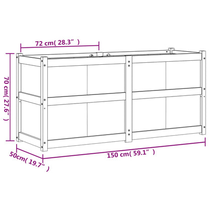 Fioriera da Giardino Bianca 150x50x70 cm Legno Massello di Pino - homemem39