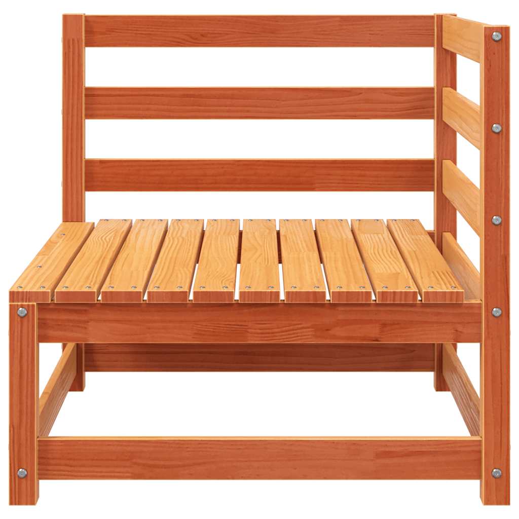 Divano da Giardino a 2 Posti Marrone Cera Legno Massello Pino