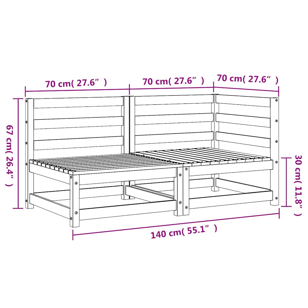 Divano da Giardino a 2 Posti Marrone Cera Legno Massello Pino