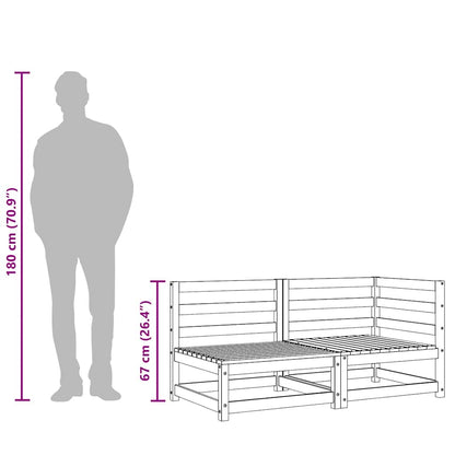 Divano da Giardino a 2 Posti Marrone Cera Legno Massello Pino