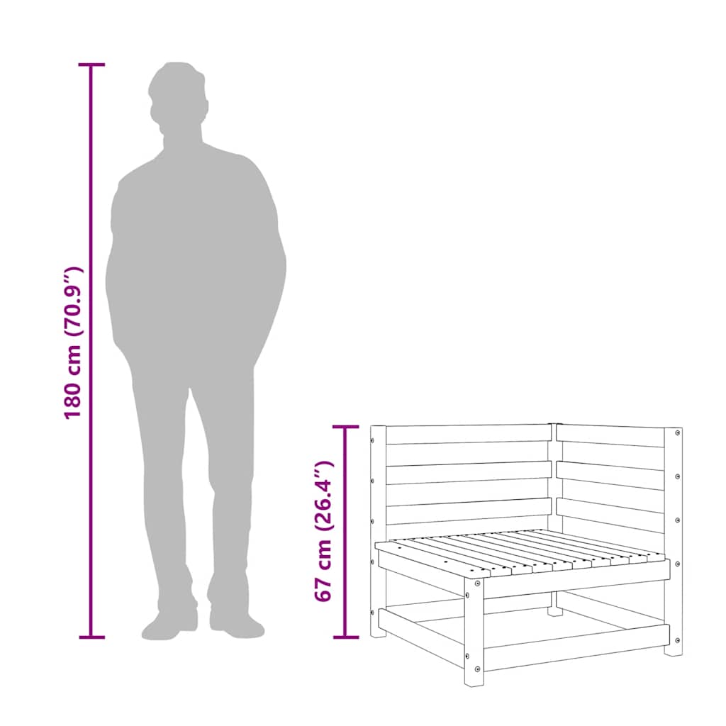 Divano da Giardino a 3 Posti Marrone Cera Legno Massello Pino - homemem39