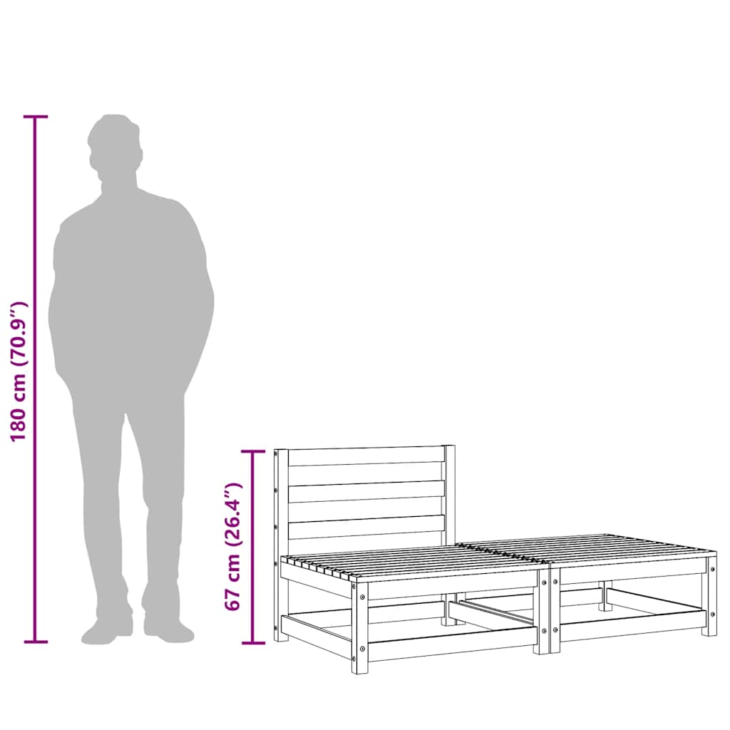 Divano Giardino Senza Braccioli con Poggiapiedi Massello Pino - homemem39