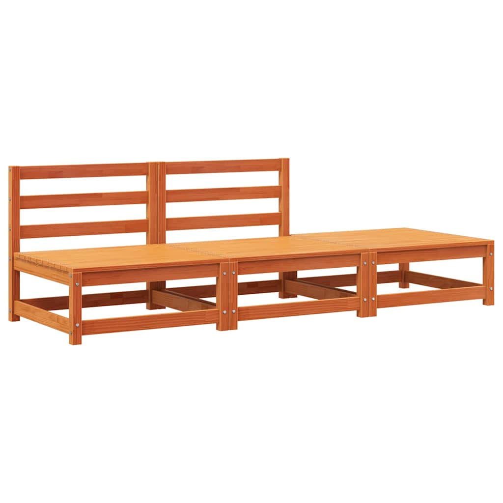 Divano Senza Braccioli Giardino Poggiapiedi Marrone Cera Pino - homemem39