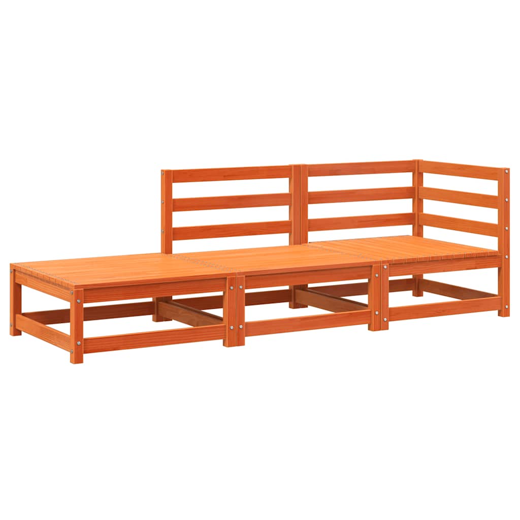 Divano Giardino con Poggiapiedi 2 Posti Marrone Cera Legno Pino - homemem39