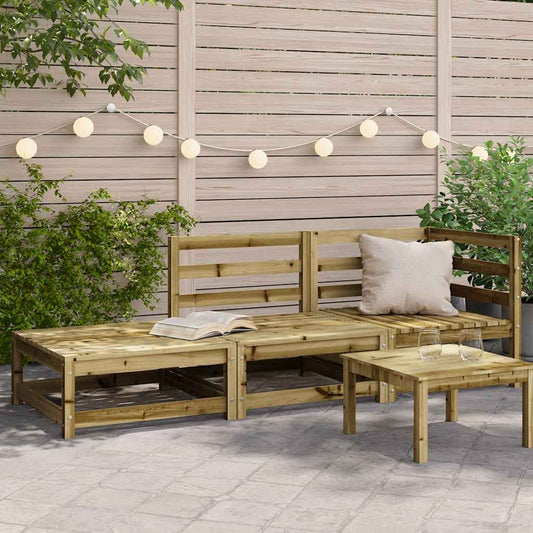 Divano Giardino con Poggiapiedi 2 Sedute Legno Impregnato Pino | homemem39
