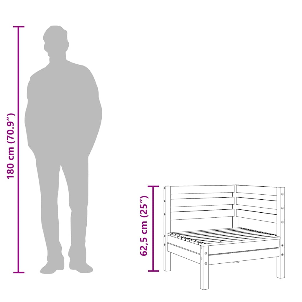 Divano Angolare da Giardino in Legno Massello di Pino - homemem39