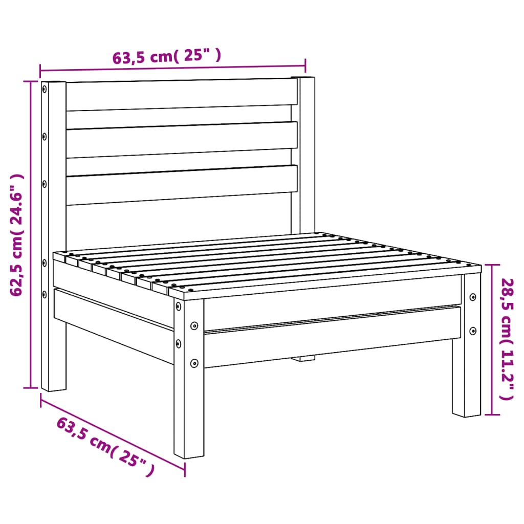 Divani Senza Braccioli da Giardino 4pz Legno di Pino Impregnato - homemem39