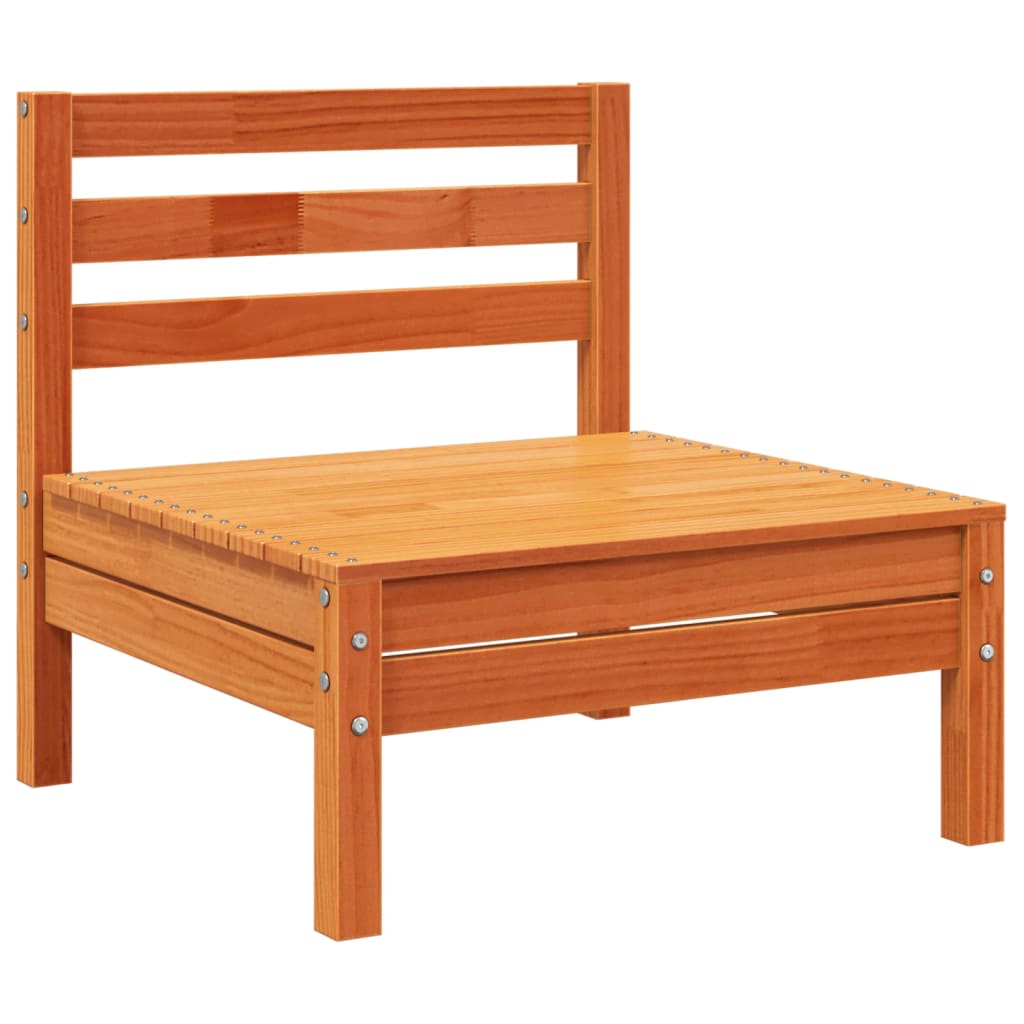 Divano da Giardino a 4 Posti Marrone Cera Legno Massello Pino - homemem39