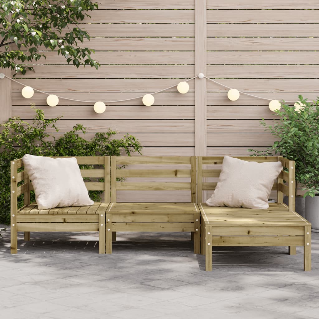 Divano da Giardino 3 Posti con Poggiapiedi Legno Massello Pino | homemem39