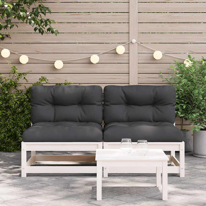 Divani Giardino Senza Braccioli con Cuscini 2 pz Pino Bianco | homemem39