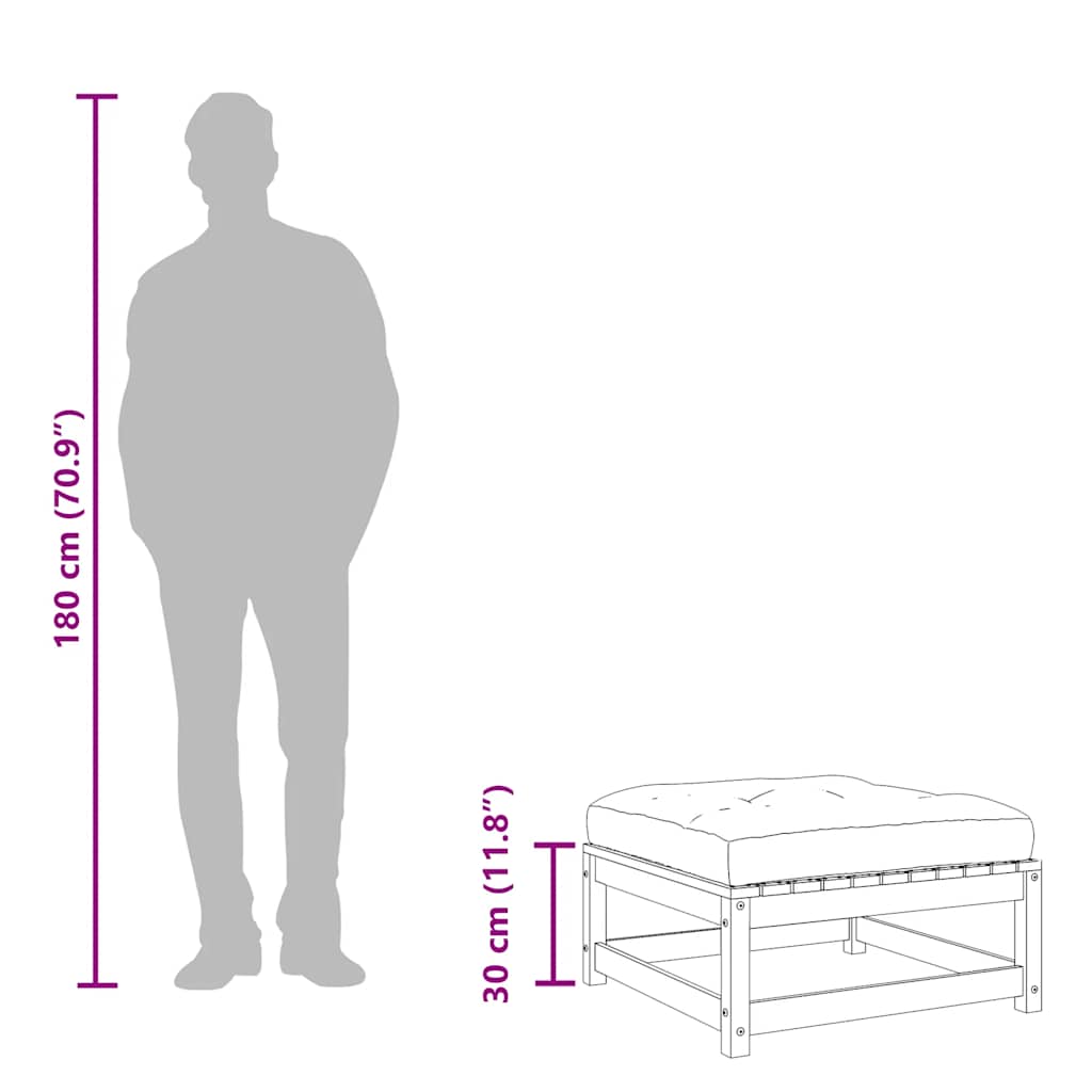 Poggiapiedi da Giardino con Cuscino in Legno Impregnato di Pino - homemem39