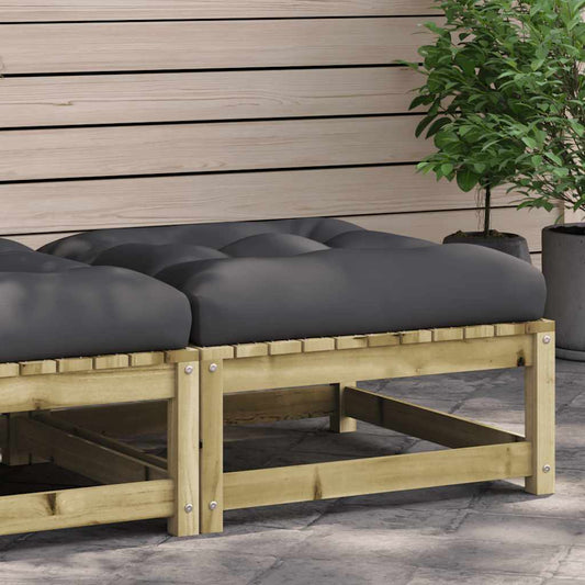 Poggiapiedi da Giardino con Cuscino in Legno Impregnato di Pino - homemem39